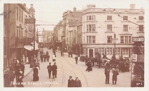 Foto real postal de la escena topográfica de Tavern Street Ipswich de principios de 1900 - Imagen 1 de 2