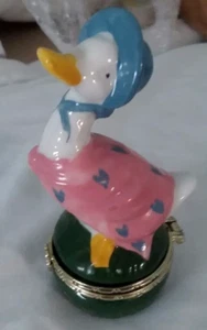 Vintage Beatrix Potter Jemima Puddle-Duck Ceramic Hinged Trinket Box 3.5” Tall - Picture 1 of 6