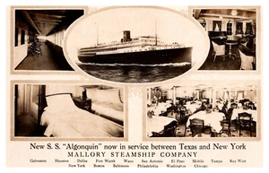 SS ALGONQUIN - STEAMSHIP BETWEEN TEXAS & NEW YORK - OLD REAL PHOTO POSTCARD - Picture 1 of 2