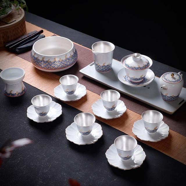 Silver Color Safa Tea Cups Set For 6 Person –