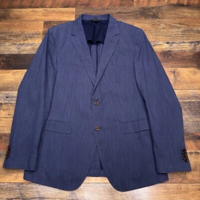 Abrigo deportivo ajustado Banana Republic 42R azul a rayas de algodón Blazer Foto 1 de 4