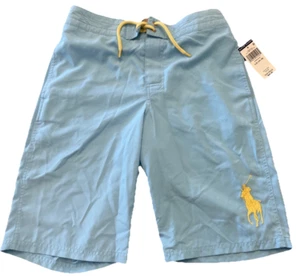 NWT Polo Ralph Lauren Boys Size L 14-16 Big Pony Lined Baby Blue Board Shorts - Picture 1 of 7