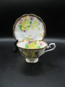 Royal Albert, Teacup and Saucer, Yellow Primroses and Purple Violets - Picture 1 of 11
