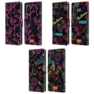 OFFICIAL emoji® NEON LEATHER BOOK WALLET CASE COVER FOR SAMSUNG PHONES 2 - Picture 1 of 9