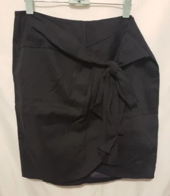 CYNTHIA Cynthia Steffe Wrap Skirt Sz 6 Navy Blue Linen Blend Lined Knee Length - Image 1 of 4