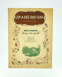 WALT DISNEY'S Vintage SONG OF THE SOUTH Sheet Music ZIP-A-DEE-DOO-DAH - Picture 1 of 3