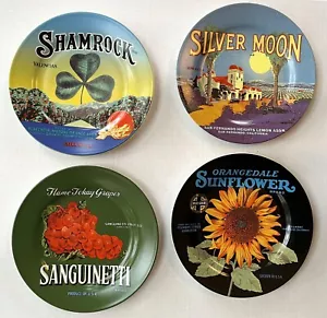NEW - Set 4 ONEIDA VINTAGE LABEL PLATE COLLECTION 8" shamrock sunflower moon - Picture 1 of 11