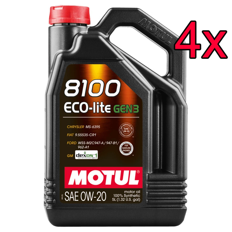 [Case of 4] Motul 8100 ECO-Lite Gen3 Full Synthetic 0W-20 Engine Motor Oil 5L - Image 1 of 1