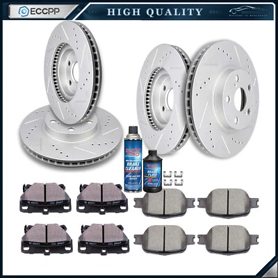 Ceramic Brake Pads And Drilled Rotors Front & Rear For 2000-2005 Toyota Celica Foto 1 de 4