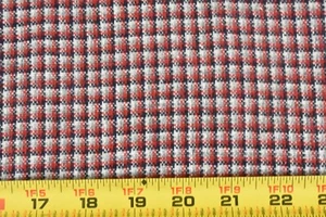 22" Long x 56" Wide, Red Gray Navy White Checked Light-to-Mid-Weight Wool, P6020 - Picture 1 of 4