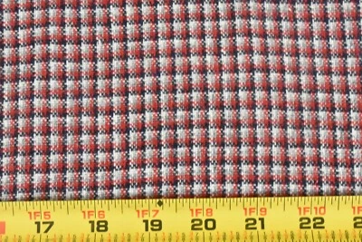 22" Long x 56" Wide, Red Gray Navy White Checked Light-to-Mid-Weight Wool, P6020 - Image 1 of 4