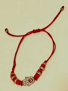 Hand Braided Lucky Red String Woman's Charm Bracelet - Picture 1 of 3