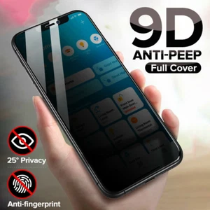 9D Privacy Screen Protector Tempered Glass For iPhone 16 15 Pro Max 14 13 X XR - Picture 1 of 12