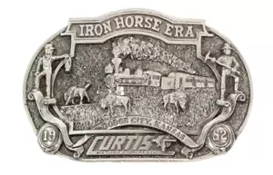 1982 CURTIS MACHINE CO Belt Buckle Pewter Dodge City Kansas Limited Edition VTG - Picture 1 of 9
