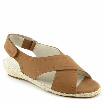 Nueva sandalia de cuña David Tate Moon alpargata con correa en nobuck tostado elige la talla Foto 1 de 4