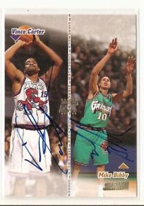 VINCE CARTER & MIKE BIBBY 1998-99 TOPPS STADIUM CLUB CO-SIGNERS DUAL AUTO ROOKIE