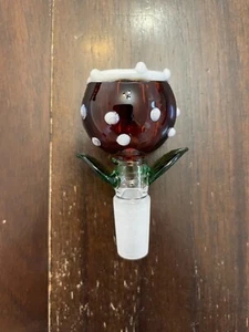 14mm Premium Glass Water Pipe Bowl Piranha Plant Amber - Picture 1 of 1
