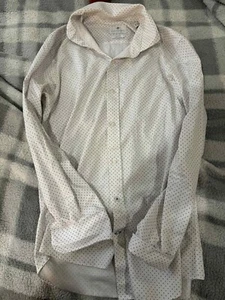 RYAN SEACREST SLIM FIT WHITE Dot Dress Shirt 14.5 32/33 - Picture 1 of 2