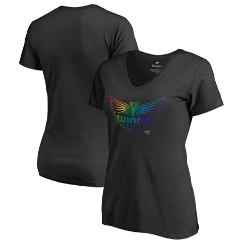 Women's Fanatics Branded Black Dallas Wings Team Pride V-Neck T-Shirt Cover