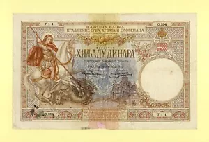JUGOSLAWIEN 1000 DINARA 1920 P-24 F++ KÖNIGREICH DER SERBEN, KROATEN UND SLOWENEN - Bild 1 von 4