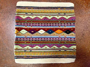 Vintage Türkischer Kelim Dekor Kissen handgewebte Wolle ~ bunt! ~ 19" x 18" Reißverschluss Schein. - Bild 1 von 9