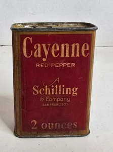 Vintage 1940's Schilling Cayenne Cardboard Spice Tin Canco - Picture 1 of 8