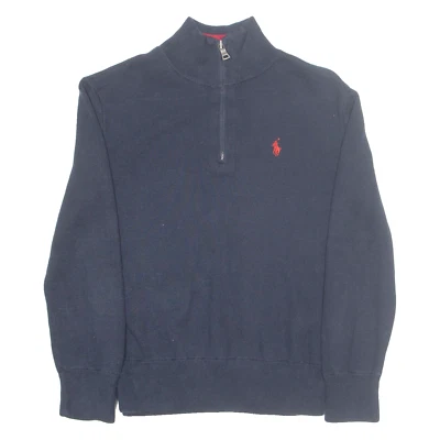 POLO RALPH LAUREN Mens Jumper Blue 1/4 Zip Tight Knit S - Image 1 of 4