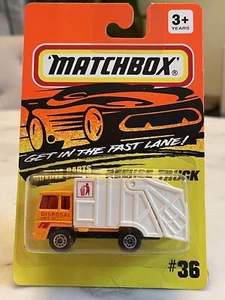 🆕MATCHBOX #36✨ORANGE/WHITE ✨REFUSE TRUCK ✨MB36-D22✨￼VINTAGE 1993 Garbage - Picture 1 of 5