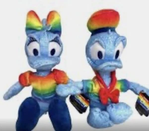 Disney Rainbow Plush Donald Duck & Daisy Duck 9”Small Plush Toys Set NEW LBGTQ + - Picture 1 of 15