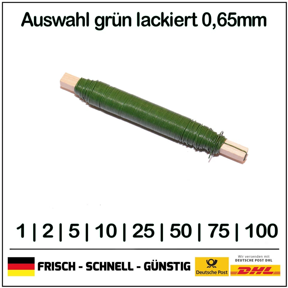 Bindedraht, Wickeldraht, Blumendraht, Draht grün lackiert Stärke ca. 0,65mm - Bild 1 von 1