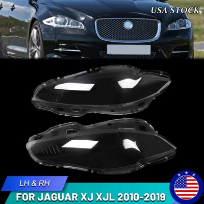 Pair For Jaguar XJ XJL 2010-2019 Front Headlight Lens Clear Cover Shell LH+RH Foto 1 de 4