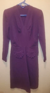 Vintage Purple Wool Dress 1940s size Small - Picture 1 of 15