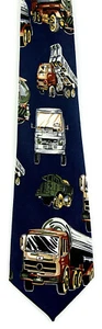 Trucks Men's Neck Tie Dump Tanker Transportation Truck Driver Navy Blue Neck Tie - Picture 1 of 4