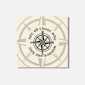 Not All Those Who Wander Compass 4'' X 4'' Square Wooden Coaster - Picture 1 of 3