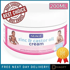 ZINC AND CASTOR OIL CREAM FOR BABY BABIES NAPPY RASH WHITE 200ML NEW NUAGE  - Picture 1 of 6