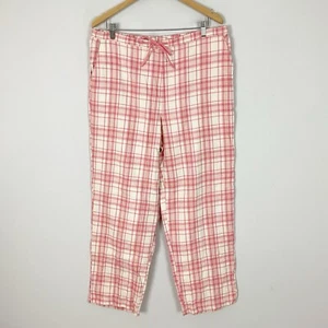 New TALBOTS Size LARGE Pink Plaid Cotton Flannel PAJAMA PANTS Women’s - Picture 1 of 4