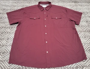 Poncho Kyle Men 2XL Shirt Regular Fit Western Pearl Snap Maroon Vented Stretch - Picture 1 of 10