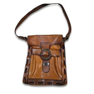 Vintage handbesetzte handgefertigte Leder Schultertasche Handtasche - Bild 1 von 11
