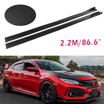 Carbon Fiber 2.2m Side Skirt Extensions Rocker Panel For Honda Civic Hatchback - Image 1 of 4