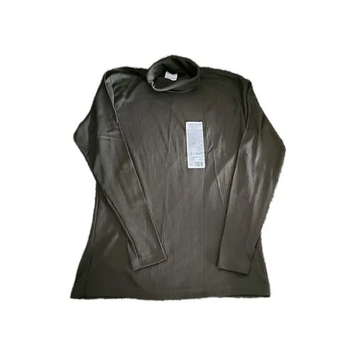 Camisa Bobbie Brooks cuello alto para mujer talla mediana manga larga acanalada oliva Foto 1 de 4