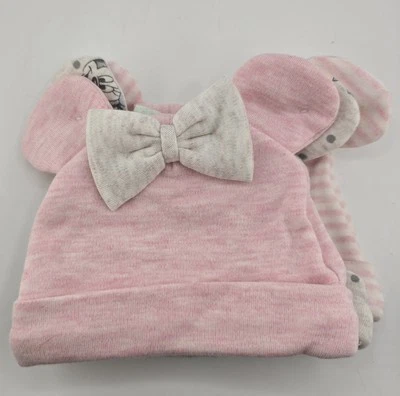 DISNEY NB Baby Girl Minnie Mouse уха шапочки 3шт комплект розовый/новый зеленый новый без ЯРЛЫКОВ - Изображение 1 из 4