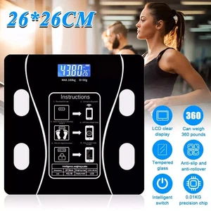 Digital Bathroom Scales Weighing Bluetooth Smart Body Fat BMI Monitor 180KG UK - Picture 1 of 16