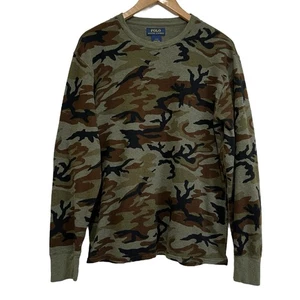Polo by Ralph Lauren Camo Waffle Maglia Camicia Termica Manica Lunga Uomo Large - Foto 1 di 11