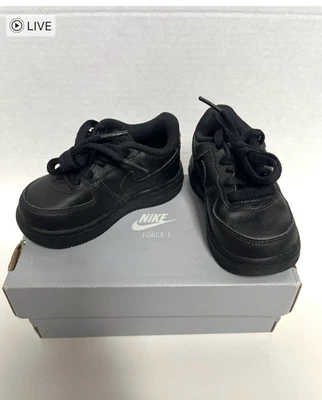 Nike Air Force 1 Toddler Size 5.5 C Black Leather Shoes Sneakers NEW w box - Image 1 of 4