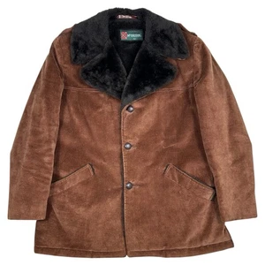 Vintage 60s McGregor Barn Jacket Coat Heavy Moleskin Mens 42 / Large Faux Fur - Bild 1 von 9