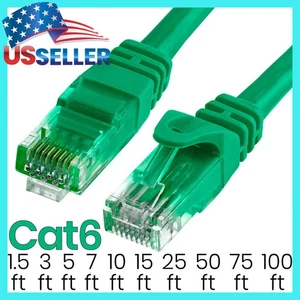 CAT6 Ethernet LAN Network RJ45 Patch Cable Internet Cord Green 1.5FT- 100FT LOT - Picture 1 of 16