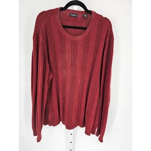 Van Heusen Men's Red Cotton Crew Neck Ribbed Knit Long Sleeve Sweater Size XXL - Picture 1 of 4
