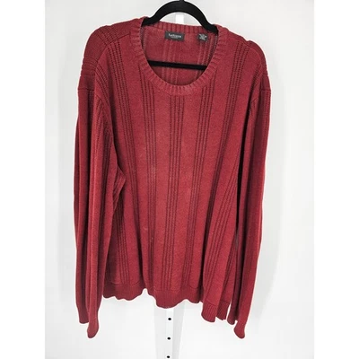 Van Heusen Men's Red Cotton Crew Neck Ribbed Knit Long Sleeve Sweater Size XXL - Image 1 of 4