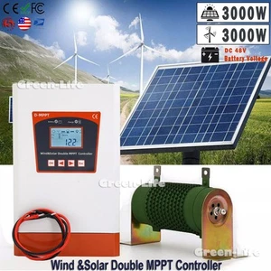 3000W Wind & Solar Double MPPT Hybrid Charge Controller Auto DC 48V Regulator US - Picture 1 of 12
