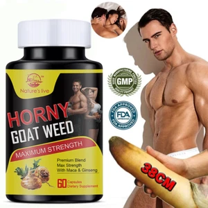 3X STRENGTH Horny Goat Weed Extract w/ Maca Root Powder, Saw Palmetto,ED Support - Picture 1 of 10